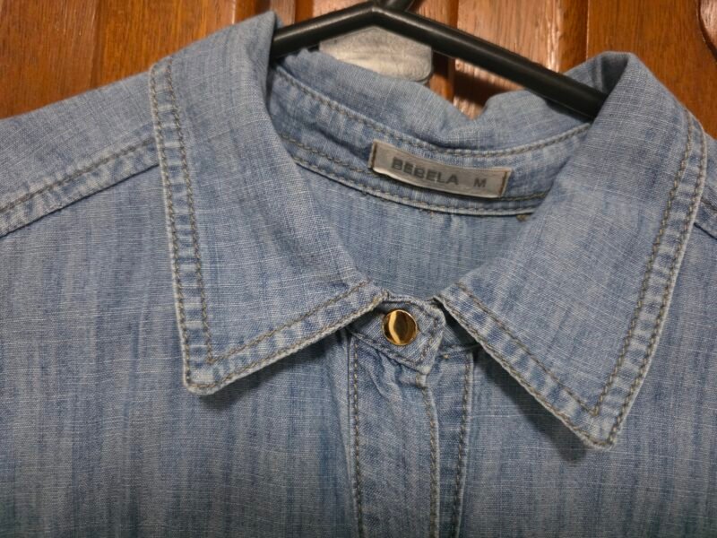 Vestido chemise jeans Bebela com faixa – tamanho M